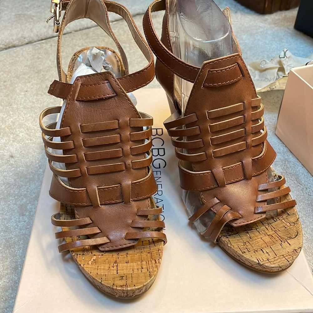 Cork Insole Leather Wrapped Wedge Gem